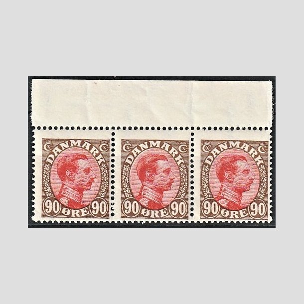 FRIMRKER DANMARK | 1918-20 - AFA 109 - Chr. X 90 re brun/rd i 3-stribe - Postfrisk