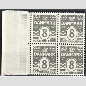 FRIMRKER DANMARK | 1921-22 - AFA 123 - Blgelinie 8 re gr i Fire-blok - Postfrisk