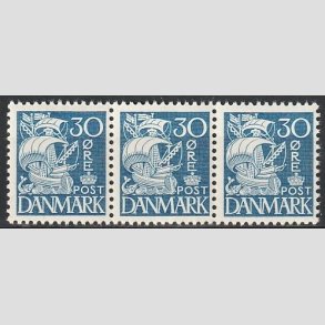 FRIMRKER DANMARK | 1937-40 - AFA 215a - Karavel 30 re bl Type II i 3-stribe - Postfrisk