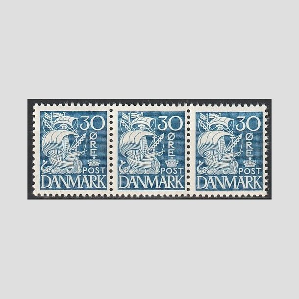 FRIMRKER DANMARK | 1937-40 - AFA 215a - Karavel 30 re bl Type II i 3-stribe - Postfrisk