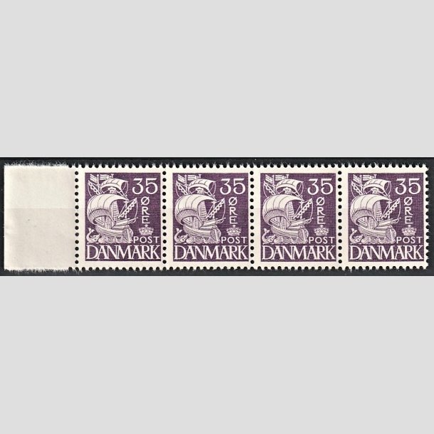 FRIMRKER DANMARK | 1937-40 - AFA 207a - Karavel 35 re violet Type II i 4-stribe - Postfrisk