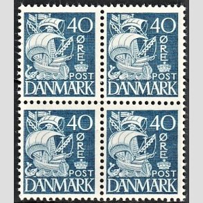 FRIMRKER DANMARK | 1940 - AFA 260 - Karavel 40 re bl Type II i 4-blok - Postfrisk