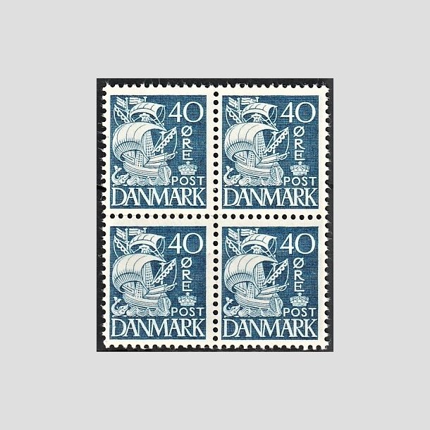 FRIMRKER DANMARK | 1940 - AFA 260 - Karavel 40 re bl Type II i 4-blok - Postfrisk