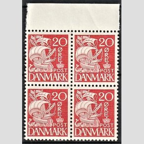 FRIMRKER DANMARK | 1940 - AFA 258 - Karavel 20 re rd Type II i 4-blok - Postfrisk