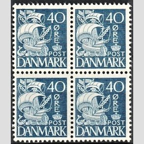FRIMRKER DANMARK | 1940 - AFA 260 - Karavel 40 re bl Type II i 4-blok - Postfrisk