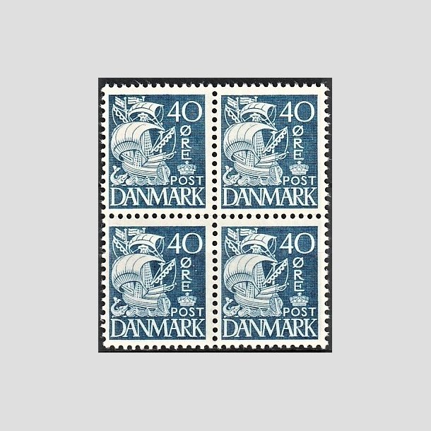 FRIMRKER DANMARK | 1940 - AFA 260 - Karavel 40 re bl Type II i 4-blok - Postfrisk