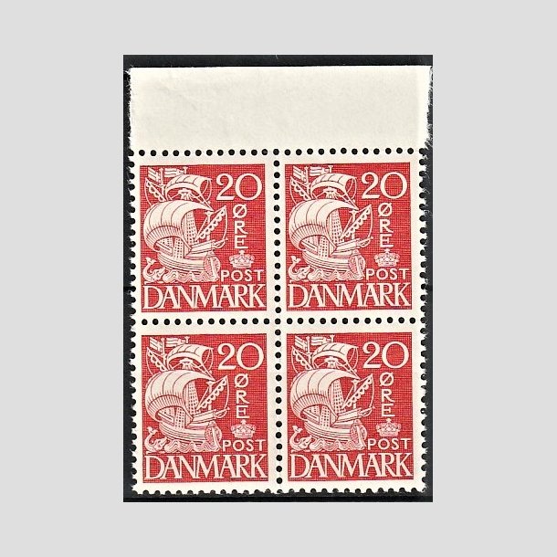 FRIMRKER DANMARK | 1940 - AFA 258 - Karavel 20 re rd Type II i 4-blok - Postfrisk