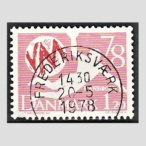 FRIM�RKER DANMARK | 1978 - AFA 651 - WM i h�ndbold - 1,20 Kr. r�d - Pragt Stemplet