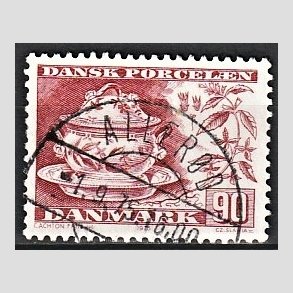 FRIM�RKER DANMARK | 1975 - AFA 589 - Dansk porcel�n - 90 �re r�d - Pragt Stemplet Aller�d