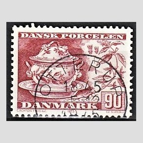 FRIM�RKER DANMARK | 1975 - AFA 589 - Dansk porcel�n - 90 �re r�d - Pragt Stemplet Otterup