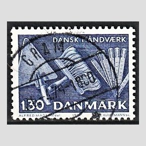 FRIM�RKER DANMARK | 1977 - AFA 643 - Dansk h�ndv�rk - 1,30 Kr. bl� - Pragt Stemplet Gram