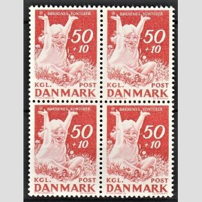 FRIMRKER DANMARK | 1965 - AFA 439F - Brnenes Kontor - 50 + 10 re rd i 4-blok - Postfrisk