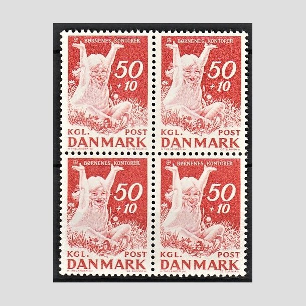 FRIMRKER DANMARK | 1965 - AFA 439F - Brnenes Kontor - 50 + 10 re rd i 4-blok - Postfrisk