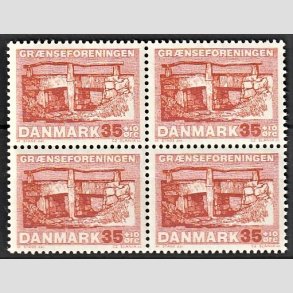 FRIMRKER DANMARK | 1964 - AFA 422F - Grnseforeningen - 35 + 10 re brunrd i 4-blok - Postfrisk