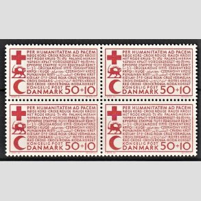 FRIMRKER DANMARK | 1966 - AFA 441F - Dansk Rde Kors - 50 + 10 re rd i 4-blok - Postfrisk