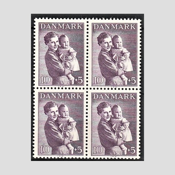 FRIMRKER DANMARK | 1941 - AFA 268 - Magrethe 1 r - 10 + 5 re violet i 4-blok - Postfrisk