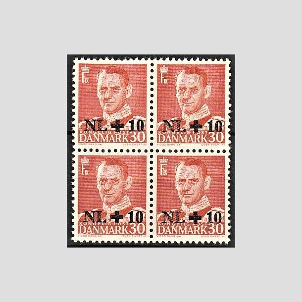 FRIMRKER DANMARK | 1953 - AFA 344 - Hollandshjlpen - NL +10/30 re rd i 4-blok - Postfrisk