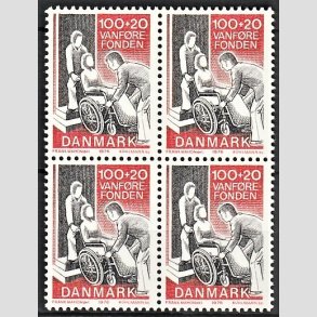 FRIMRKER DANMARK | 1976 - AFA 623 - Vanfrefonden - 100 + 20 re rd/sort i 4-blok - Postfrisk