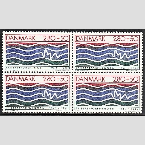 FRIMRKER DANMARK | 1987 - AFA 890 - Kunst - 2,80 Kr. + re brunrd/bl/grn i 4-blok - Postfrisk