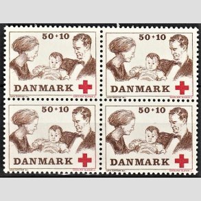 FRIMRKER DANMARK | 1969 - AFA 491 - Dansk Rde Kors velgrendhed - 50 + 10 re brun/rd i 4-blok - Postfrisk