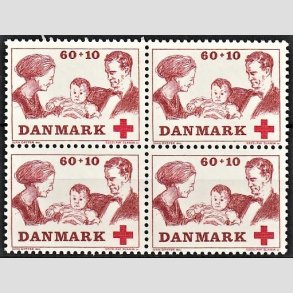 FRIMRKER DANMARK | 1969 - AFA 492 - Dansk Rde Kors velgrendhed - 60 + 10 re brunrd/rd i 4-blok - Postfrisk