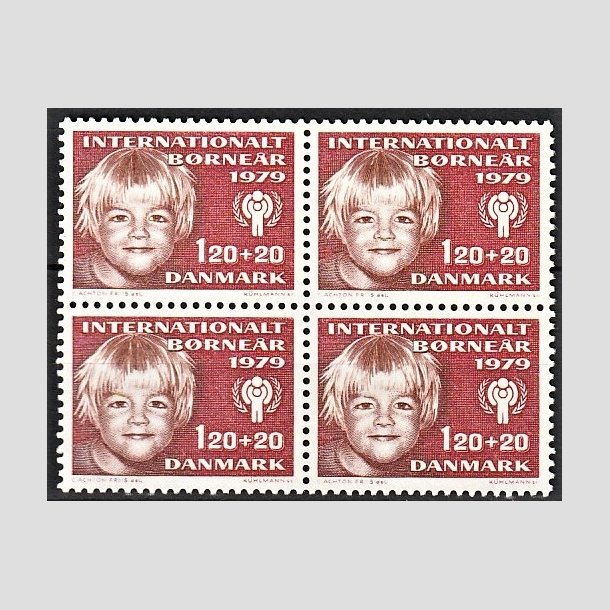 FRIMRKER DANMARK | 1979 - AFA 671 - Brner - 120 + 20 re rd/rdbrun i 4-blok - Postfrisk