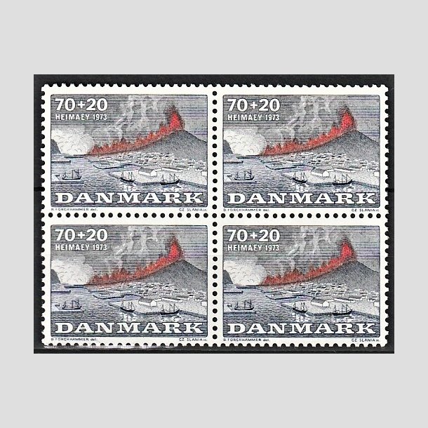 FRIMRKER DANMARK | 1973 - AFA 549 - Heimay vulkanudbrud - 70 + 20 re bl/gr/rd i 4-blok - Postfrisk