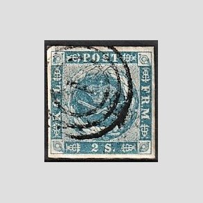 FRIMRKER DANMARK | 1854-57 - AFA 3 - 2 Skilling bl - Stemplet