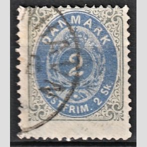 FRIMRKER DANMARK | 1871-74 - AFA 16 - 2 Skilling gr/bl - Stemplet