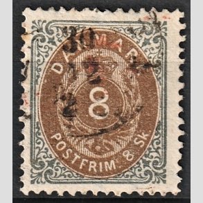 FRIMRKER DANMARK | 1871-74 - AFA 19 - 8 Skilling gr/brun - Stemplet