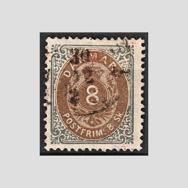 FRIMRKER DANMARK | 1871-74 - AFA 19 - 8 Skilling gr/brun - Stemplet