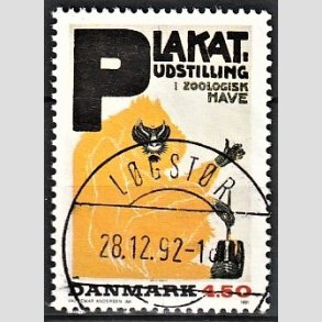 FRIM�RKER DANMARK | 1991 - AFA 1000 - Dansk Plakatkunst - 4,50 Kr. flerfarvet - Pragt Stemplet