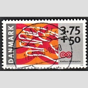 FRIMRKER DANMARK | 1998 - AFA 1186 - Krftens Bekmpelse - 3,75 Kr. + 50 re  flerfarvet - Pragt Stemplet
