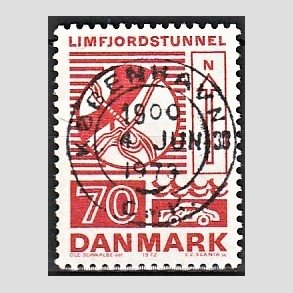 FRIM�RKER DANMARK | 1972 - AFA 536 - Trafiktekniske anl�g - 70 �re r�d - Pragt Stemplet
