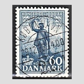 FRIM�RKER DANMARK | 1953-56 - AFA 355 - Kongeriget 1000 �r - 60 �re bl� - Pragt Stemplet 