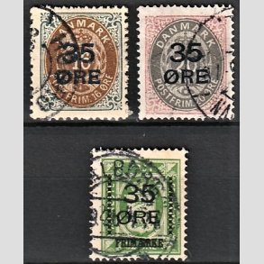 FRIMRKER DANMARK | 1912  - AFA 60,61,62 - 35 res Provisorier i komplet st - Stemplet