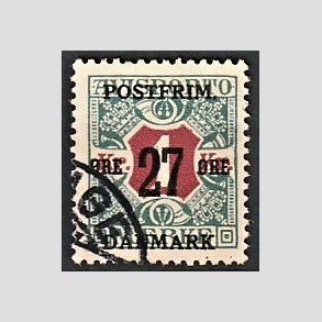 FRIMRKER DANMARK | 1918 - AFA 95 - 27 re/1 Kr. blgrn/rd - Stemplet