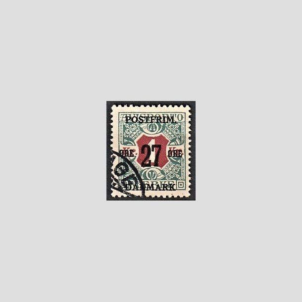 FRIMRKER DANMARK | 1918 - AFA 95 - 27 re/1 Kr. blgrn/rd - Stemplet