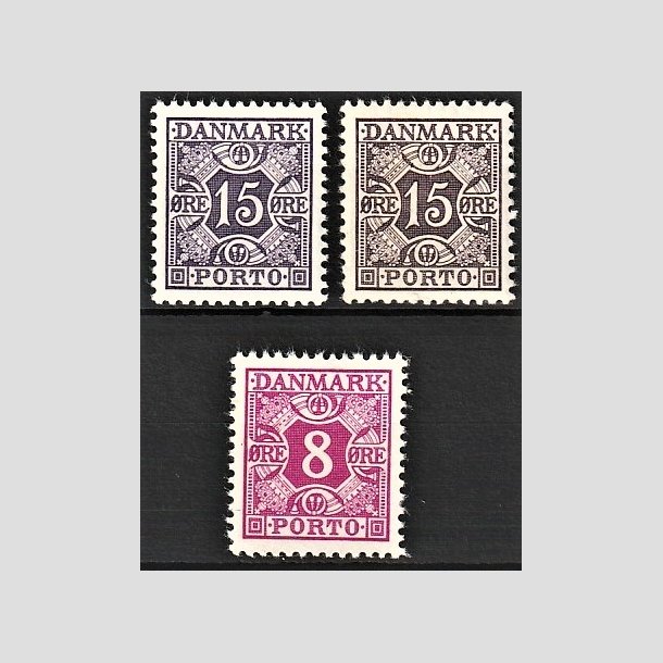 FRIMRKER DANMARK | 1937-55 - AFA 34,36,36a - Stlstik farvendring - Postfrisk