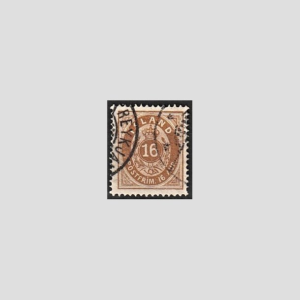 FRIMRKER ISLAND | 1875-76 - AFA 9 - 16 aur brun tk. 14 - Stemplet