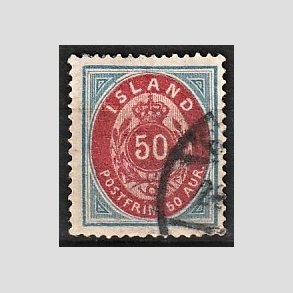 FRIMRKER ISLAND | 1892 - AFA 16A - 50 aur bl/rd tk. 14 - Stemplet