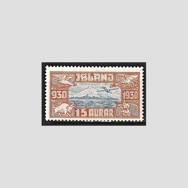 FRIMRKER ISLAND | 1930 - AFA 142 - Altingsjubilum Luftpost - 15 aur brun/bl - Ubrugt