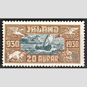 FRIMRKER ISLAND | 1930 - AFA 143 - Altingsjubilum Luftpost - 20 aur bl/brun - Ubrugt