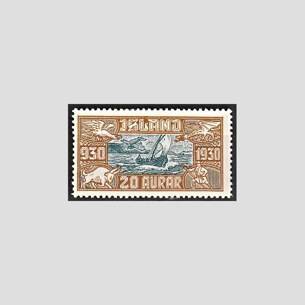 FRIMRKER ISLAND | 1930 - AFA 143 - Altingsjubilum Luftpost - 20 aur bl/brun - Ubrugt