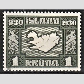 FRIMRKER ISLAND | 1930 - AFA 136 - Alting 1000 rs jubilum - 1 kr. grgrn - Ubrugt