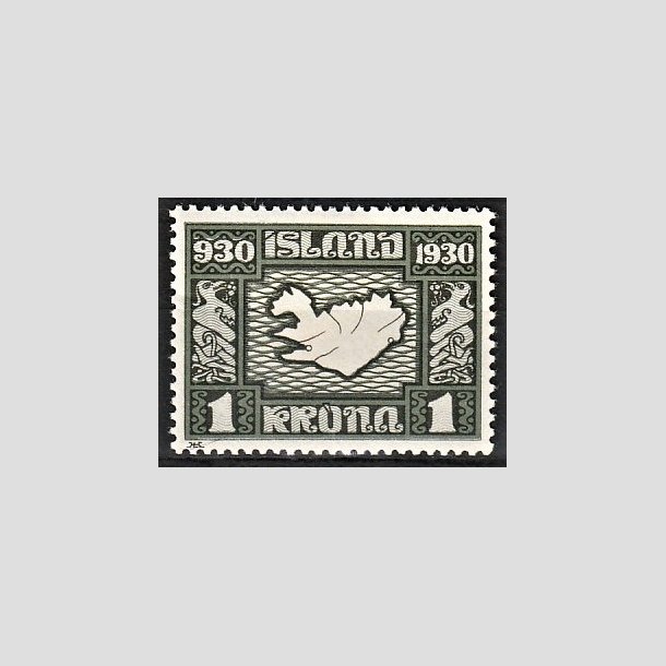 FRIMRKER ISLAND | 1930 - AFA 136 - Alting 1000 rs jubilum - 1 kr. grgrn - Ubrugt