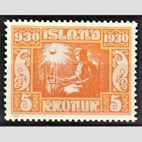 FRIMRKER ISLAND | 1930 - AFA 138 - Alting 1000 rs jubilum - 5 kr. orange - Ubrugt