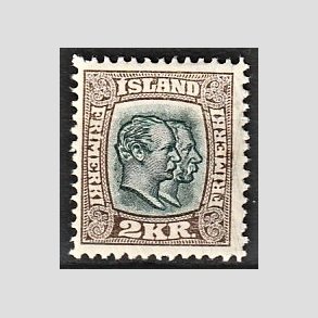 FRIMRKER ISLAND | 1907 - AFA 61 - Chr. IX og Frederik VIII - 2 kr. brun/grn tk. 12 3/4 - Ubrugt 