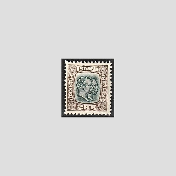 FRIMRKER ISLAND | 1907 - AFA 61 - Chr. IX og Frederik VIII - 2 kr. brun/grn tk. 12 3/4 - Ubrugt 