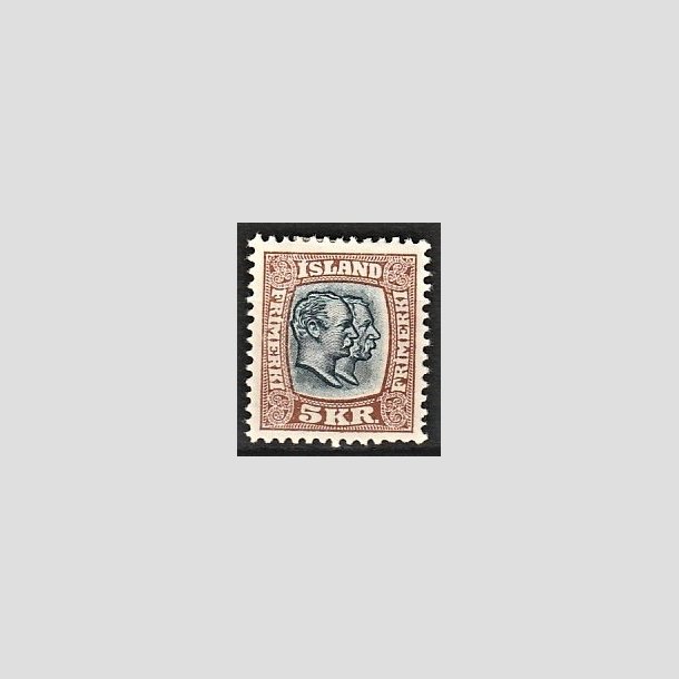 FRIMRKER ISLAND | 1907 - AFA 62 - Chr. IX og Frederik VIII - 5 kr. brun/blgr tk. 12 3/4 - Ubrugt 